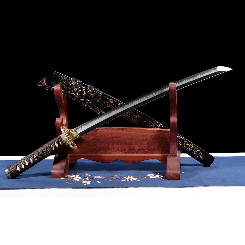 Engraving Dragon Sword-Handmade T10 Steel Wakizashi