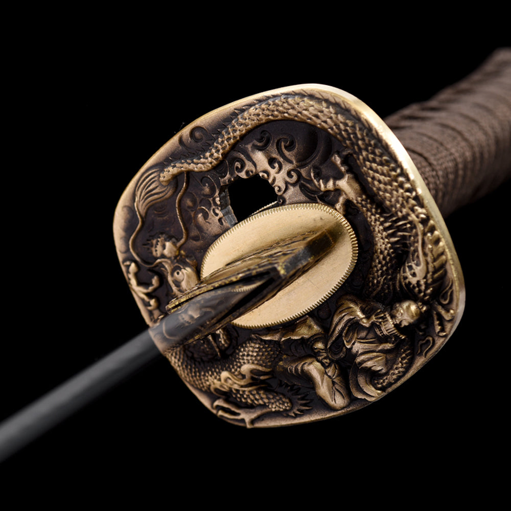 Engraving Dragon Sword-Handmade T10 Steel Wakizashi
