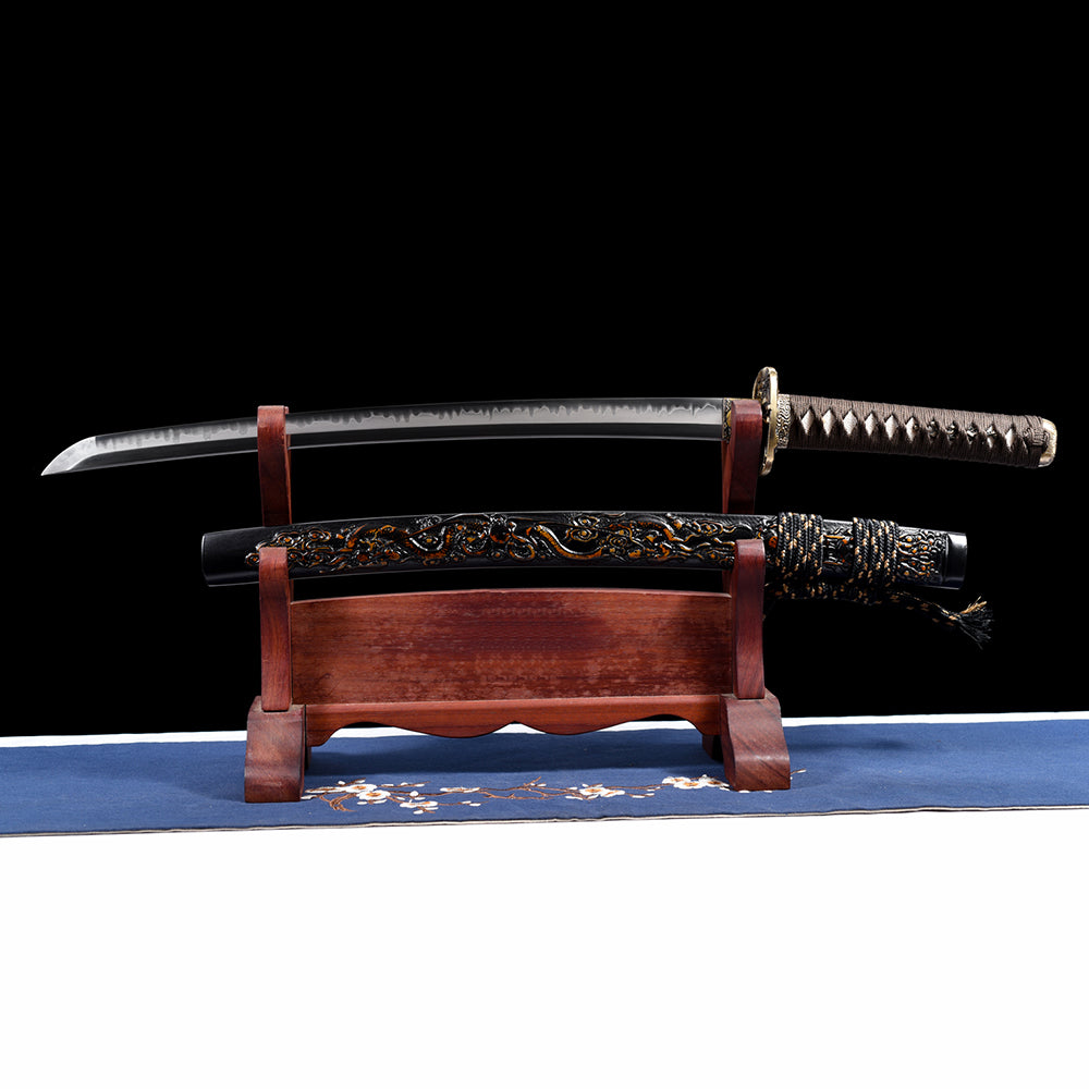 Engraving Dragon Sword-Handmade T10 Steel Wakizashi