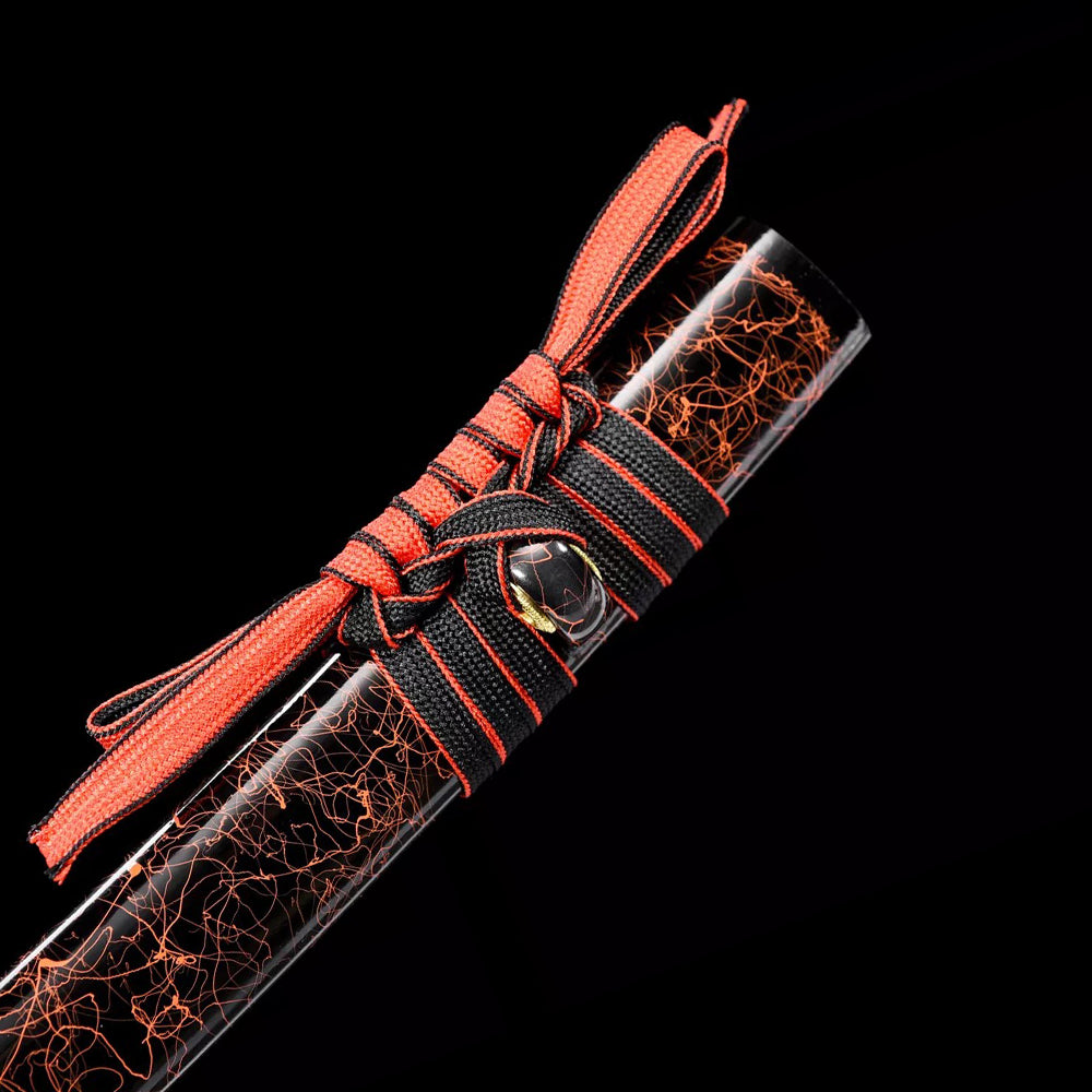 Japanese Wakizashi Sword with Full Tang Spring Steel Blade and Iron Tsuba