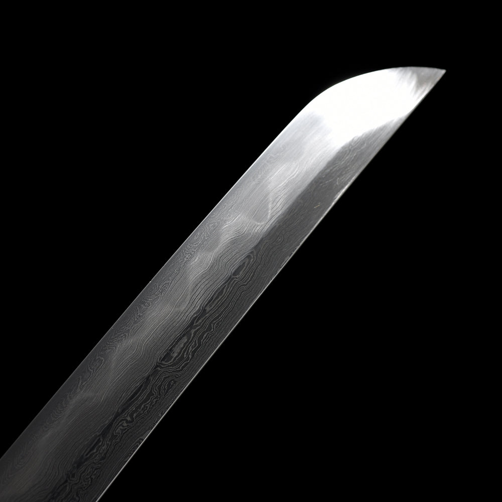 Hand Forged Damascus Steel Wakizashi-Full Tang Blade with Hamon