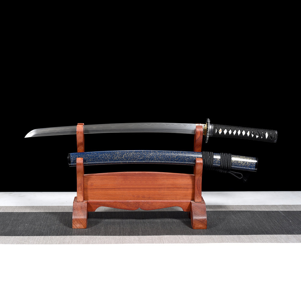 Hand Forged Damascus Steel Wakizashi-Full Tang Blade with Hamon