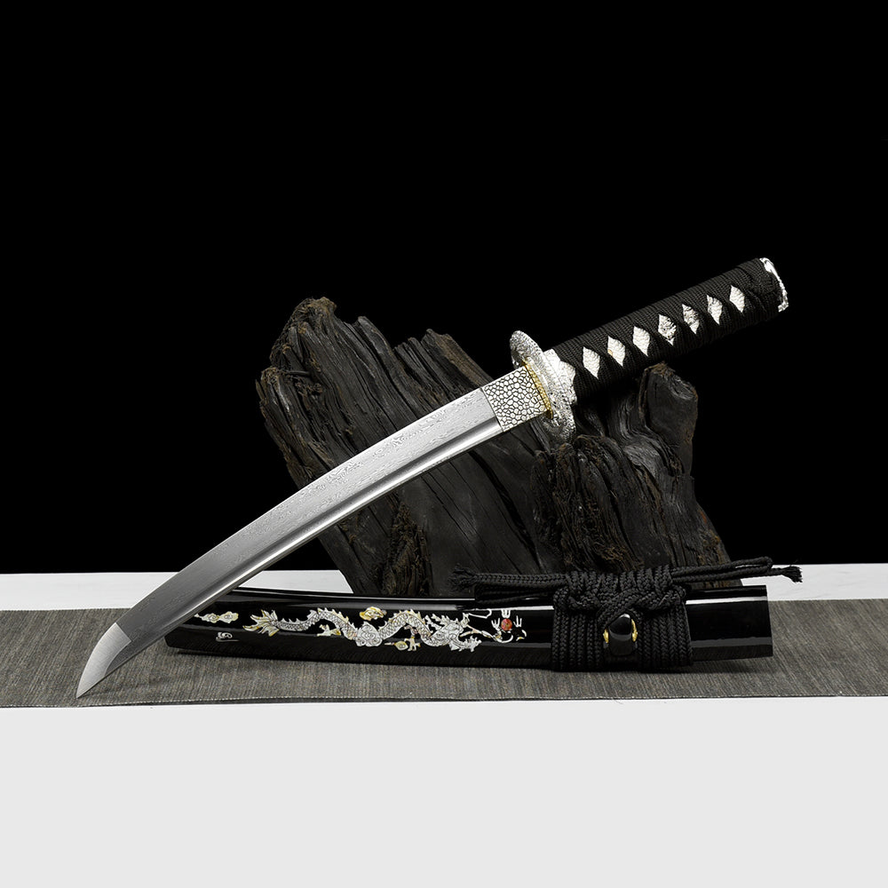 Hand Forged Damascus Steel Tanto-Japanese Short Sword Battle Ready