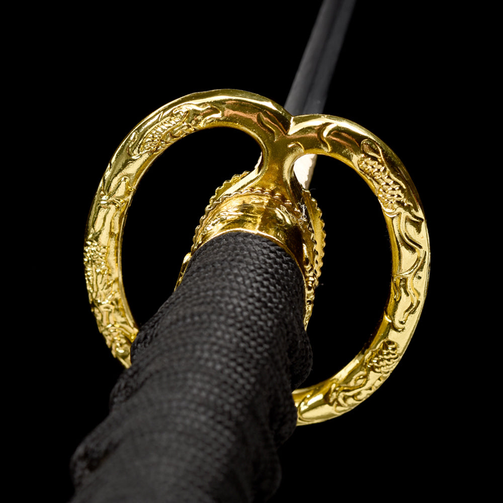 Handmade T10 Steel Japanese Sword-Tanto with Golden Tsuba