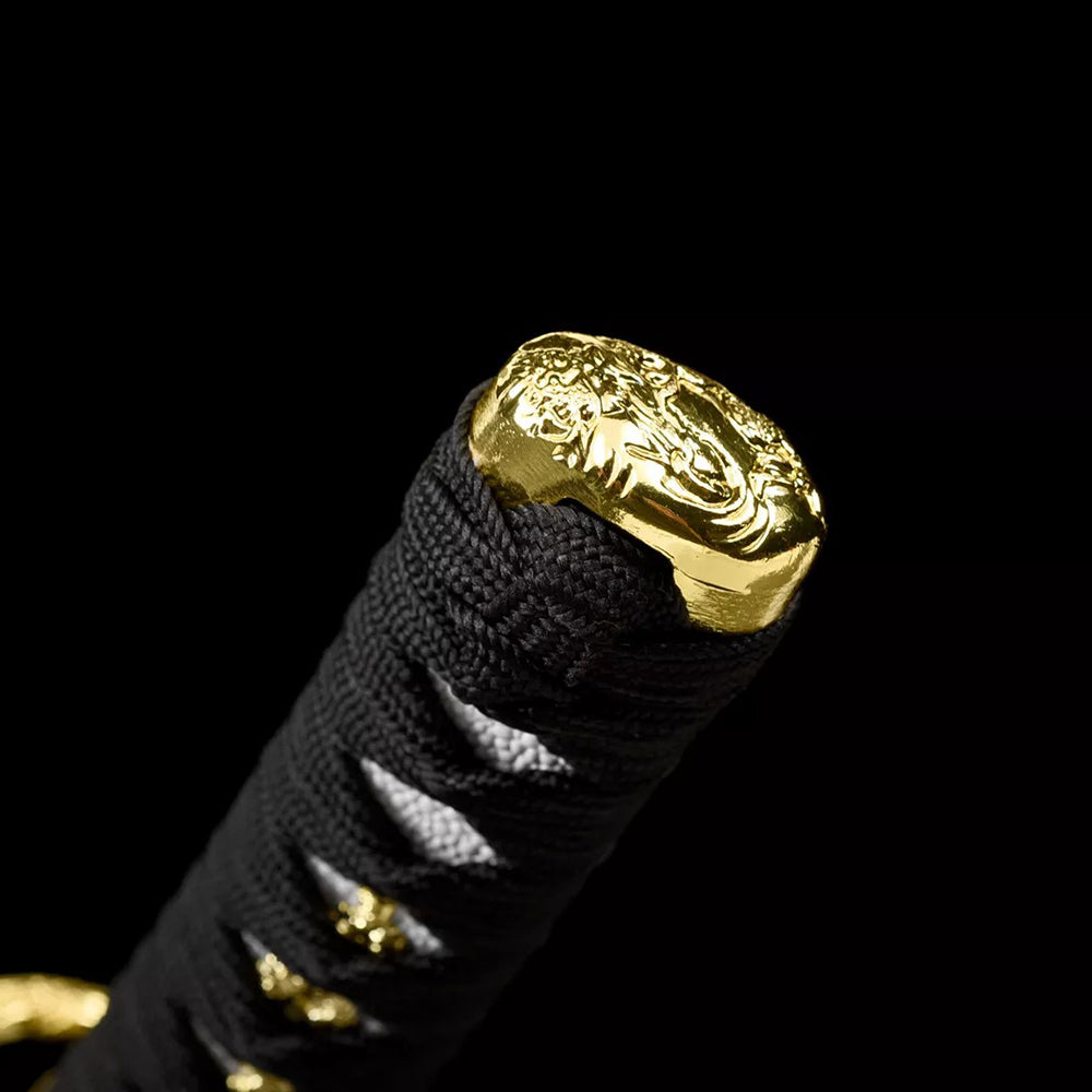 Handmade T10 Steel Japanese Sword-Tanto with Golden Tsuba