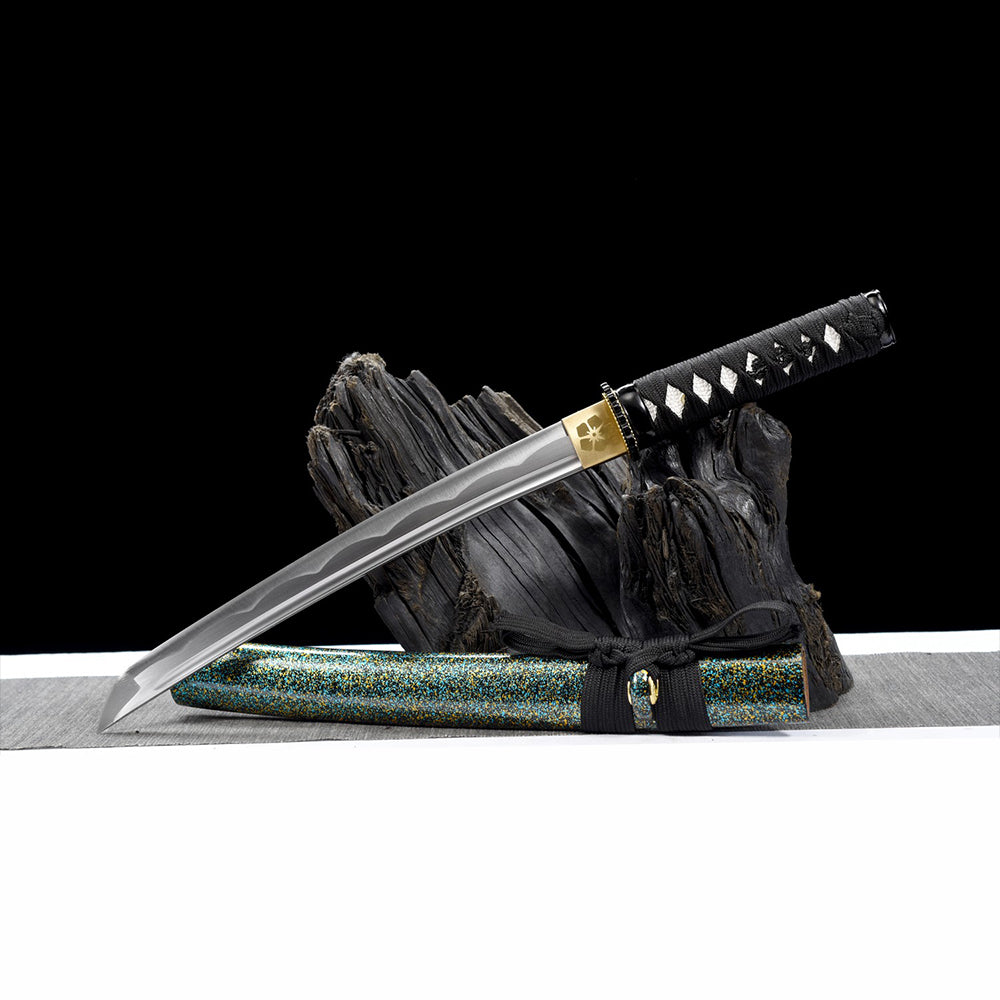 Ninja Weapons Japanese Short Sword-Carbon Steel Tanto with Green Saya