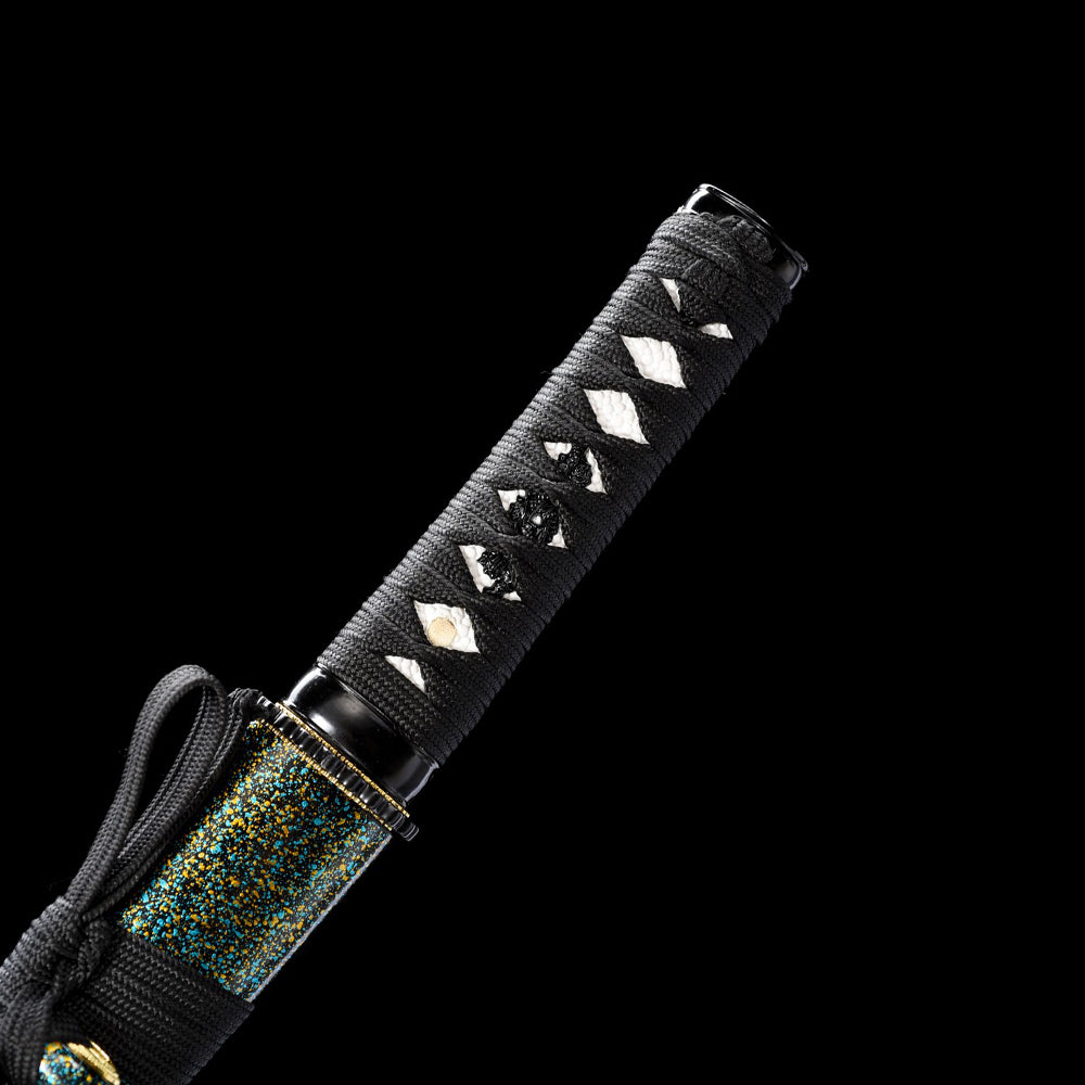 Ninja Weapons Japanese Short Sword-Carbon Steel Tanto with Green Saya