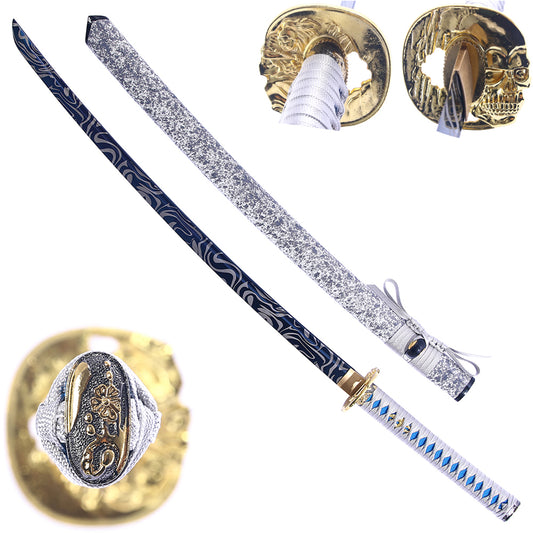 Zen Garden Decorative Katana-High Carbon Steel Blade and Ray Skin Grip