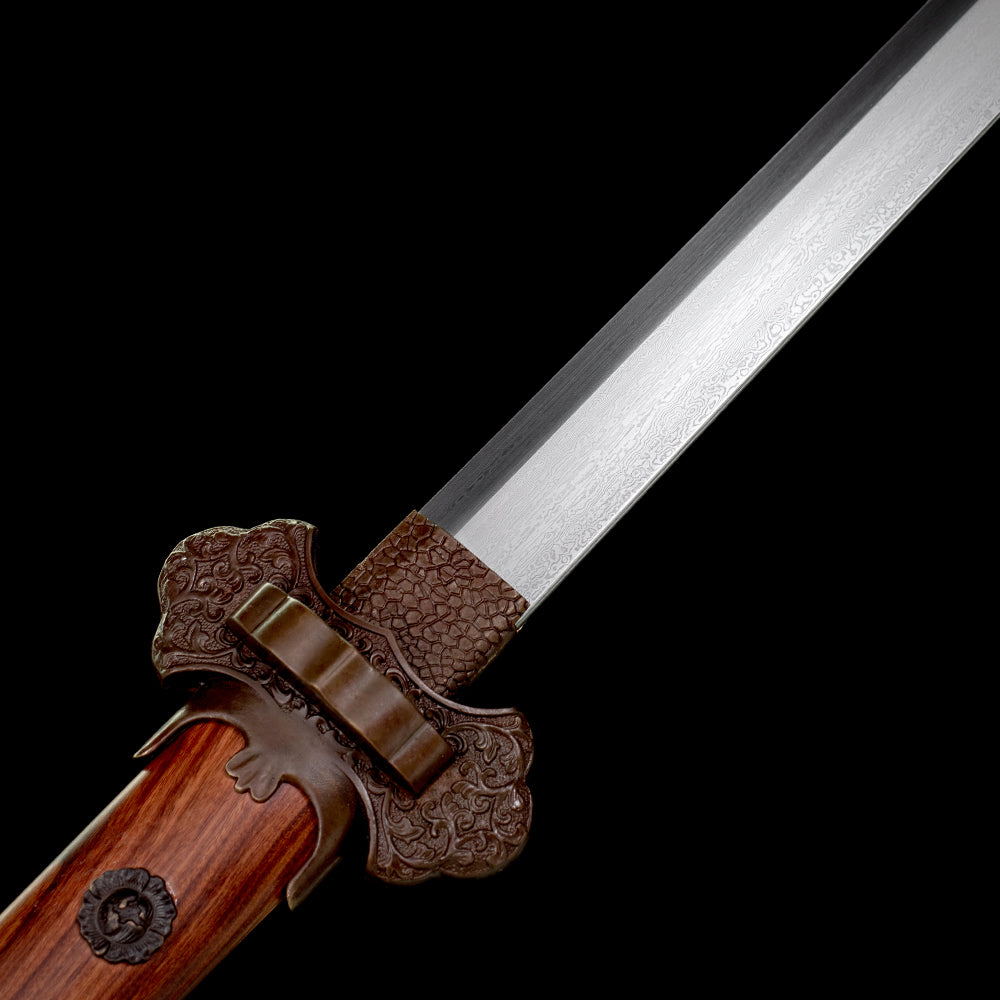 High Quality Handmade Chinese Sword Tang Dao with Damascus Steel Blade