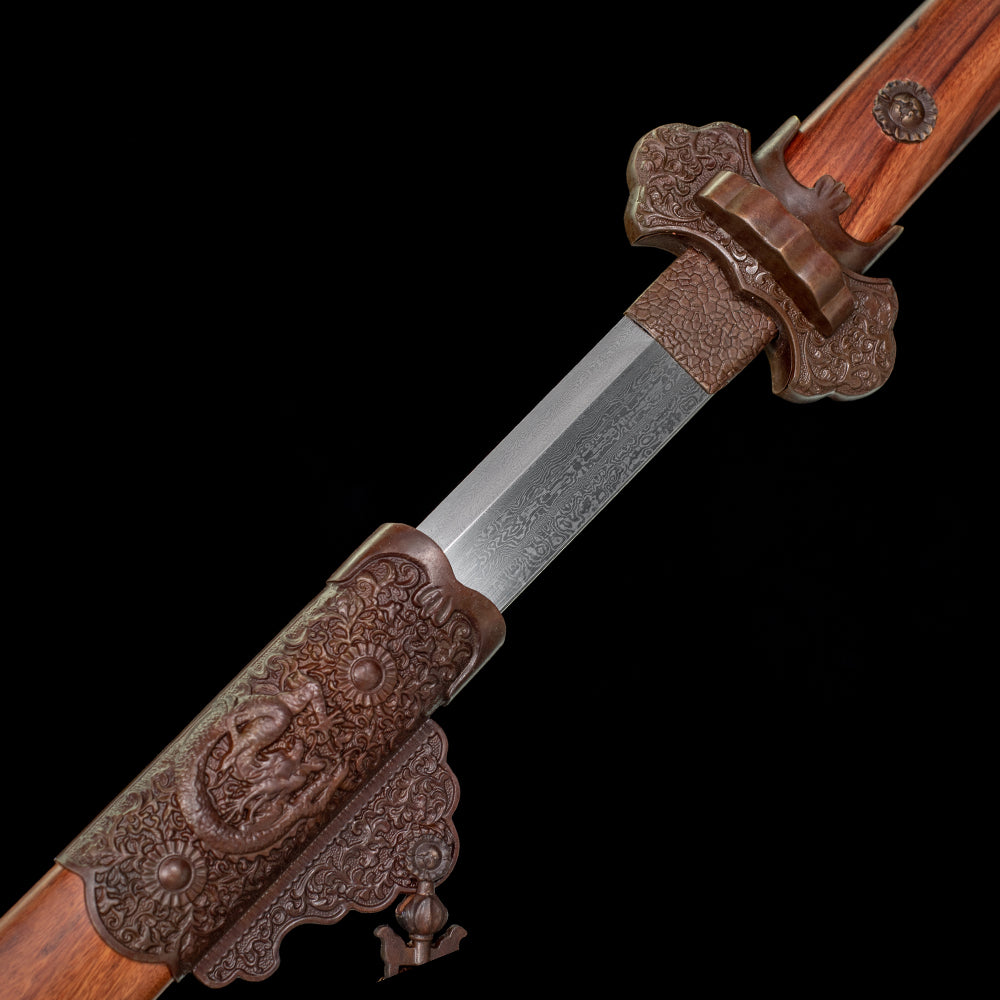 High Quality Handmade Chinese Sword Tang Dao with Damascus Steel Blade