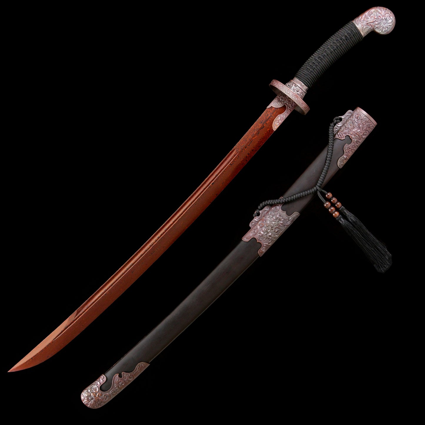 Traditional Qing Dynasty Sword - Chinese Qing Dao Sword with Red Damascus Steel Blade