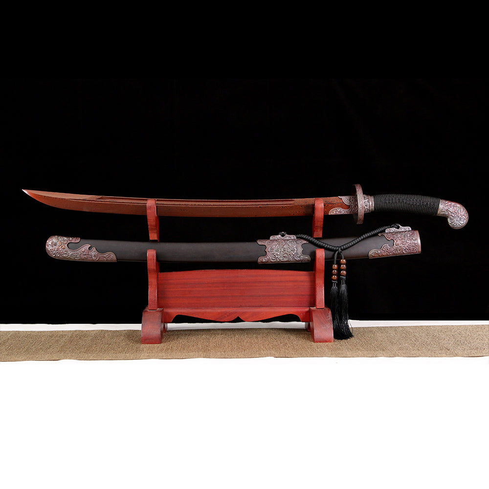 Traditional Qing Dynasty Sword - Chinese Qing Dao Sword with Red Damascus Steel Blade